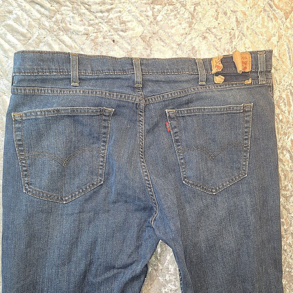 Levi's 514 Straight Fit Dark Wash Stretch Denim Jeans Mens 40x30 W40 L30 Red Tab - Picture 6 of 12